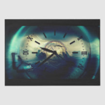 Travel Time Clock Compass Decoupage Tissue Paper