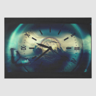 Travel Time Clock Compass Decoupage Tissue Paper