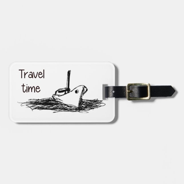 Travel time sketched luggage tag (Front Horizontal)