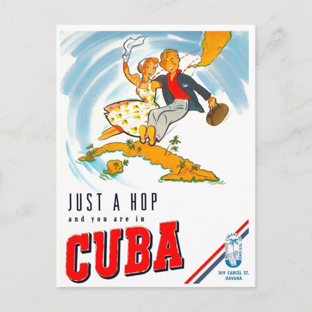 Travel to Cuba vintage travel postcard (Front)