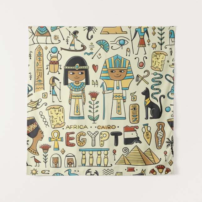 Travel to Egypt. Seamless pattern Tapestry (Front)