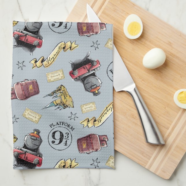 Travel To HOGWARTS™ Pattern Tea Towel (Quarter Fold)