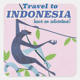 Travel to Indonesia monkey vacation vintage poster Square Sticker