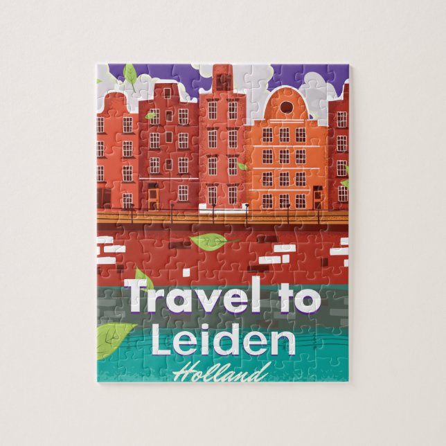 Travel to Leiden Holland cartoon travel poster Jigsaw Puzzle (Vertical)