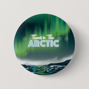 Travel to the Arctic Travel Poster Art 6 Cm Round Badge