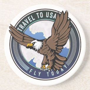 Travel to USA Fly today logo Coaster