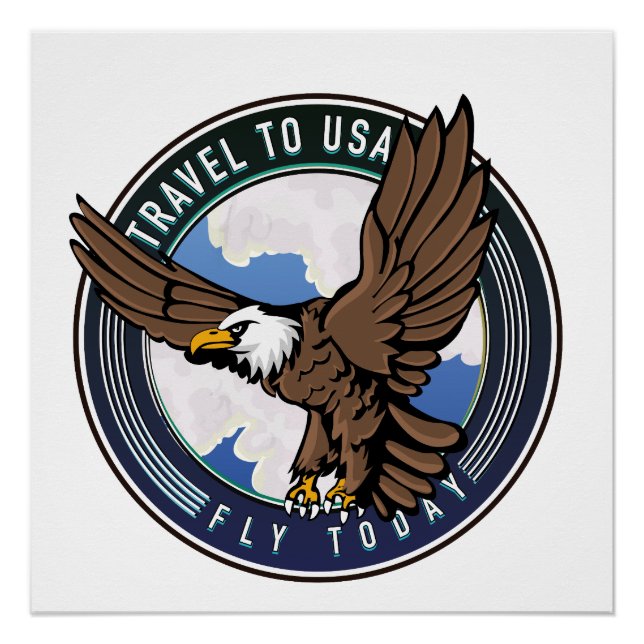 Travel to USA Fly today logo Poster (Front)