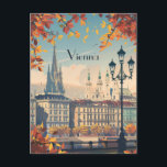Travel to Vienna Postcard<br><div class="desc">This travel postcard showcases a serene and warm illustration representing Vienna skyline with Stephansplatz. It is a great and romantic postcard for travelers that plan to visit Vienna or for those who travelled Vienna and sending a postcard to their family or friends.</div>