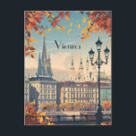 Travel to Vienna Postcard<br><div class="desc">This travel postcard showcases a serene and warm illustration representing Vienna skyline with Stephansplatz. It is a great and romantic postcard for travelers that plan to visit Vienna or for those who travelled Vienna and sending a postcard to their family or friends.</div>