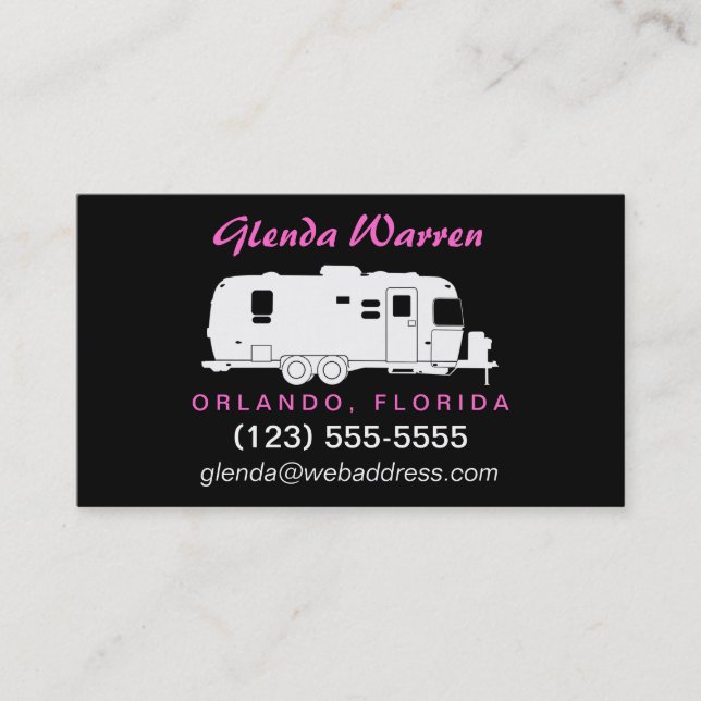 Travel Trailer RV Silhouette Calling Card (Front)