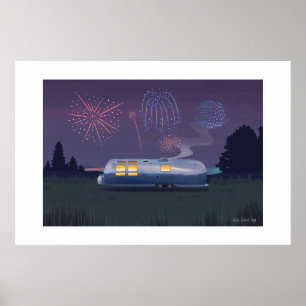 Travel Trailer Silver RV & Night Extra Large Print