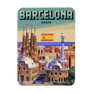 Travel vintage barcelona sagrada familia gifts magnet