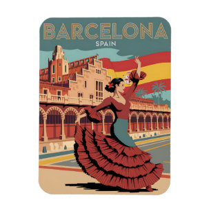 Travel vintage barcelona spain flaminco gifts magnet