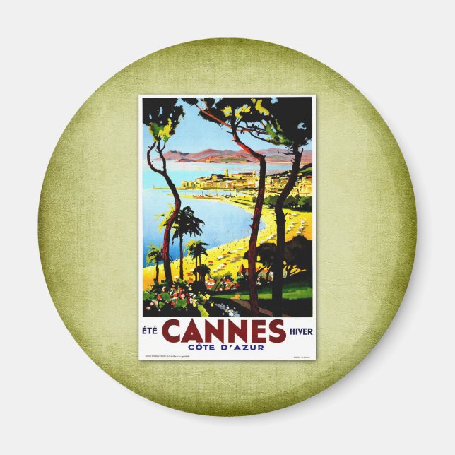 Travel Vintage Poster Cannes France Magnet (Front)