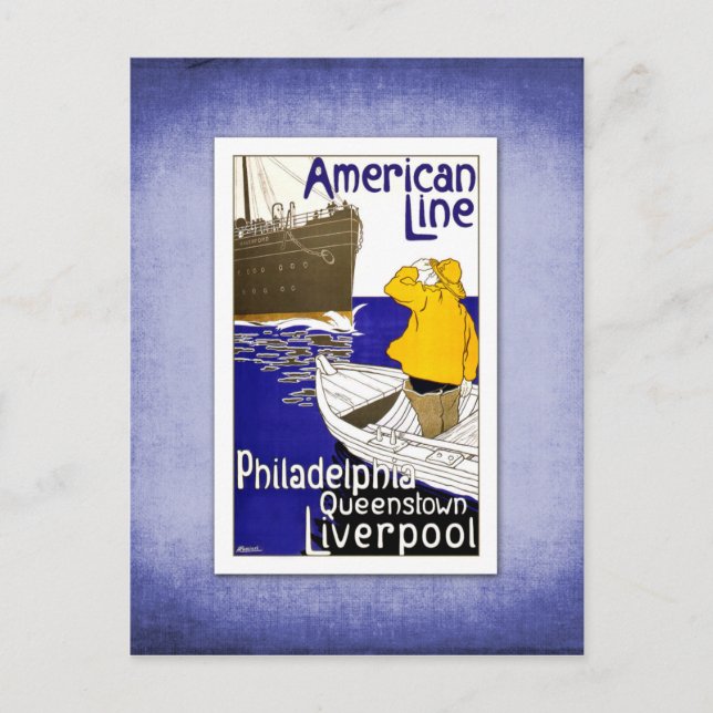 Travel Vintage Poster Ship Travel Postcard (Front)