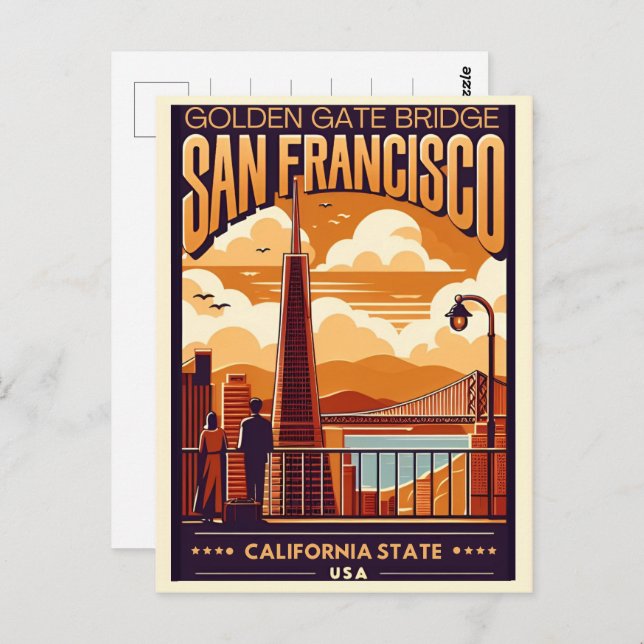 Travel Vintage San Francisco, CA couple gifts Postcard (Front/Back)