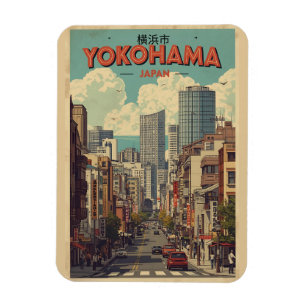 Travel vintage yokohama city japan Chinatown gifts Magnet