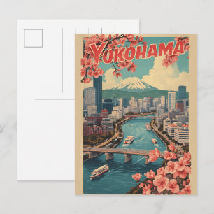 Travel vintage yokohama city japan Chinatown gifts Postcard