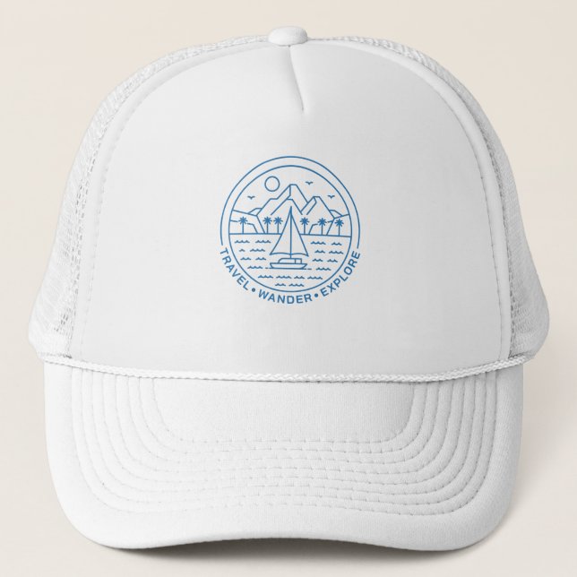 Travel Wander Explore Trucker Hat (Front)
