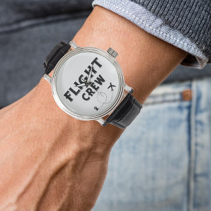 Travel Wanderlust Black Flight Crew and Aeroplane Watch