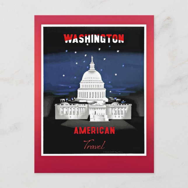 Travel Washington, vintage poster, Postcard (Front)