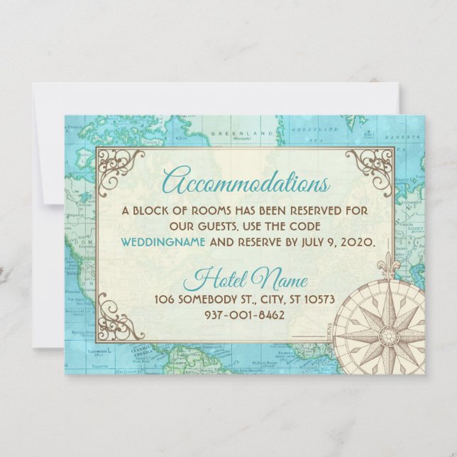 Travel Wedding Accommodations Card (Front)