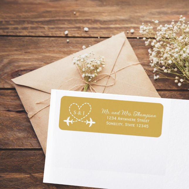 Travel Wedding Aeroplane Aviation Return Address  Label (Creator Uploaded)