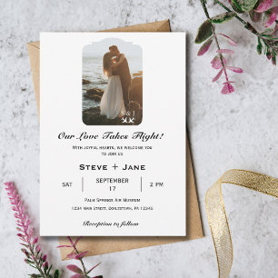 Travel Wedding Airplane Heart Modern Aviation Invitation