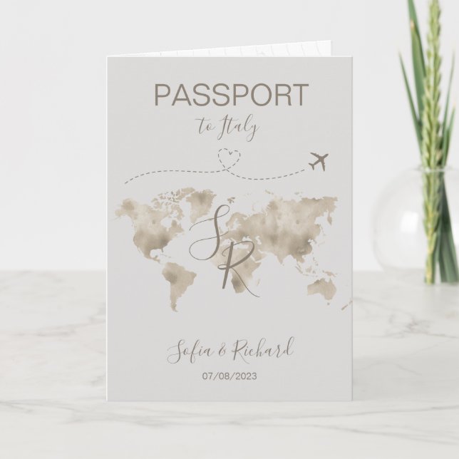 Travel Wedding Destination Passport World Map Invi Invitation (Front)