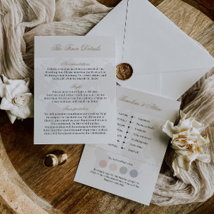 Travel Wedding Details Card with Attire & Timeline