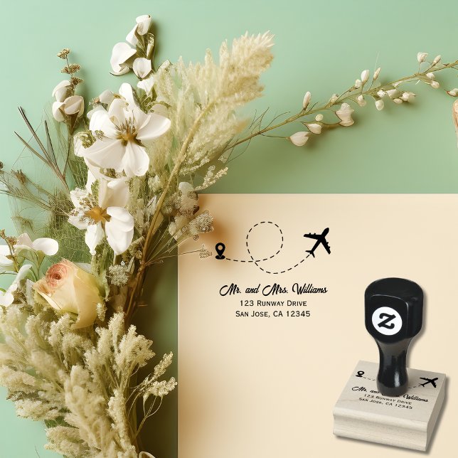 Travel Wedding Two Aeroplanes make Heart Modern  Rubber Stamp (Creator Uploaded)
