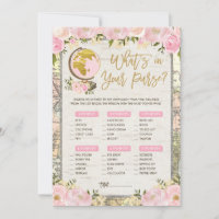 Travel What's in Your Purse Baby Shower Game Card