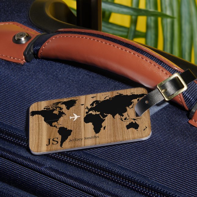 Travel Wood World Map Custom Luggage Tag (Creator Uploaded)