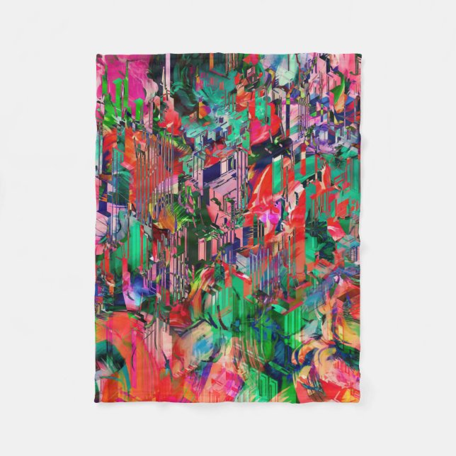 Travel World Abstract City Building Skyline Fleece Blanket (Front)