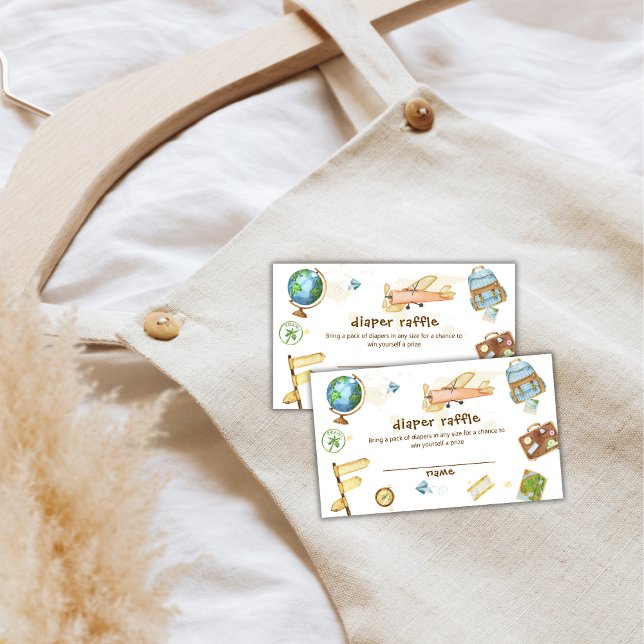 Travel World Airplane Diaper Raffle Baby Shower  Enclosure Card (Travel World Airplane Diaper Raffle Baby Shower Enclosure Card)