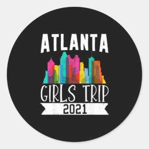 Traveler Flight Vacation Atlanta Girls Trip Waterc Classic Round Sticker