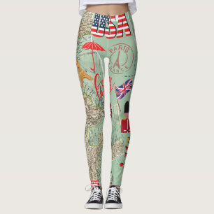 Traveler lover design World maps united states Leggings