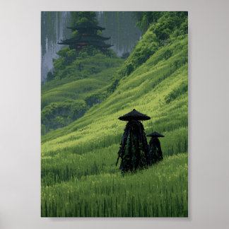 Travelers and Pagoda Wall Art