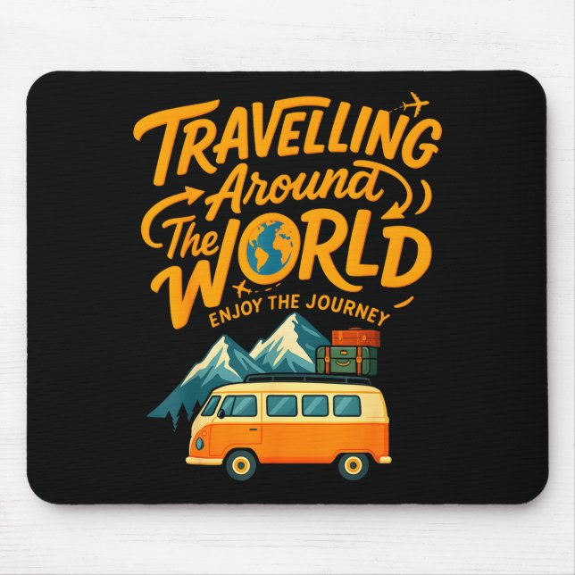 Traveling Around The World Van Life Adventure Desi Mouse Pad (Front)
