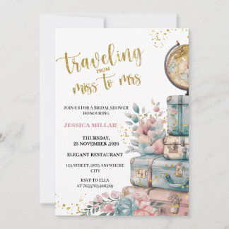 Traveling From Miss to Mrs Bridal Shower Invitatio Invitation
