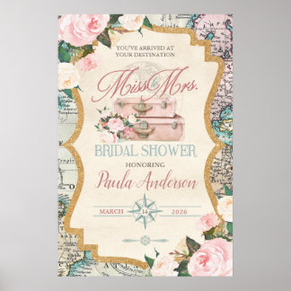 Traveling from MISS TO MRS. Bridal Shower Welcome Poster