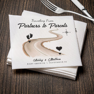 Traveling from Partners to Parents Baby Shower Napkin