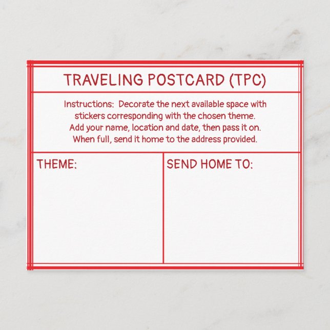 TRAVELING POSTCARD (TPC) (Front)