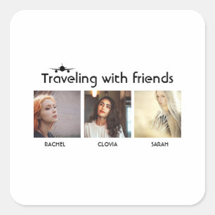 Traveling with friends square sticker