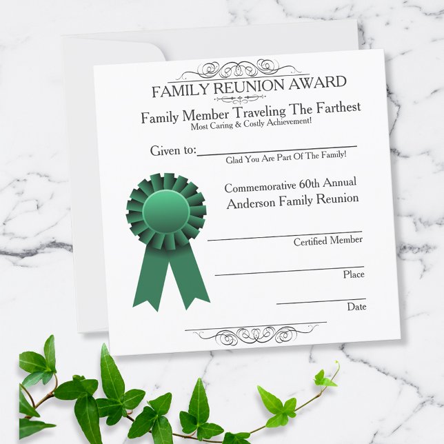 Travelled Farthest Family Reunion Awards Green (Creator Uploaded)