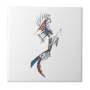 Traveller Colourful Abstract Tribal Tattoo Art Ceramic Tile