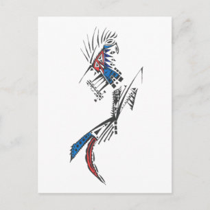 Traveller Colourful Abstract Tribal Tattoo Art Postcard