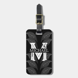 Traveller script monogram name   Floral theme Luggage Tag