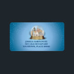 Traveller Snow Globe Bar Bat Mitzvah Label<br><div class="desc">A snowglobe featuring some of the world's most recognised landmarks is the perfect address label for the adventurous Bar or Bat Mitzvah or at least one who dreams of going to fabulous places. A snow globe sits against a blue snowy background. Inside the landmarks include the Statue of Liberty, The...</div>