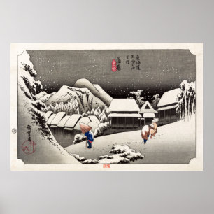 Travellers in the Snow at the Kanbara Station Poster